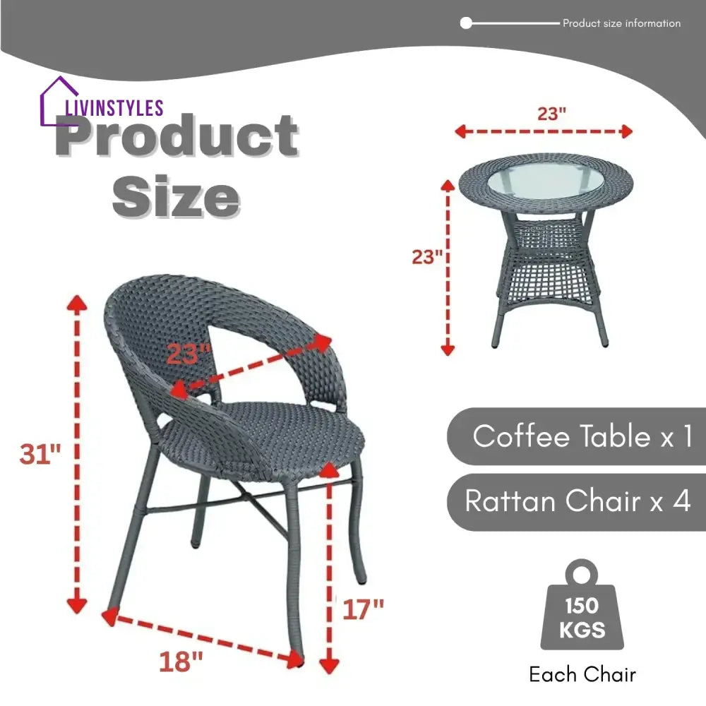 Mercedes 5-Piece Outdoor Rattan Wicker Patio Bistro Set Patio Set