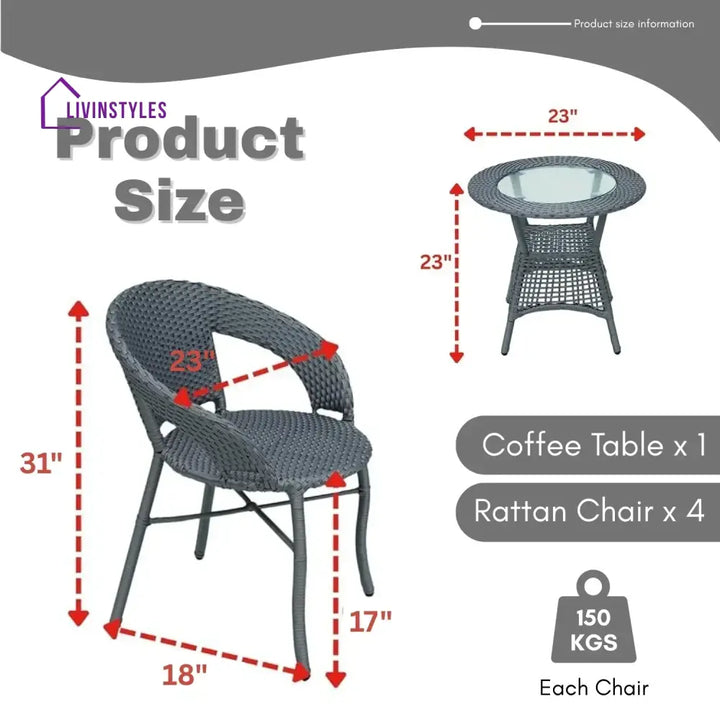 Mercedes 5-Piece Outdoor Rattan Wicker Patio Bistro Set Patio Set