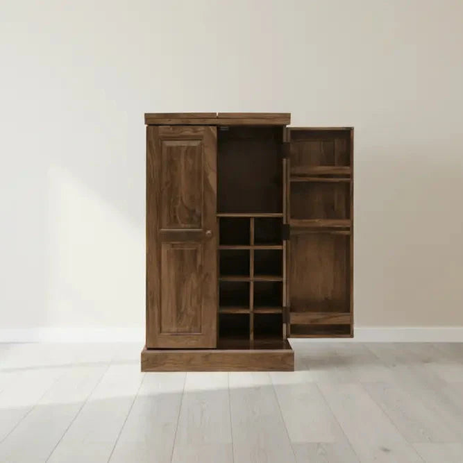Mercedes Solid Wood Bar Cabinet L 90/180 (when open) x D 50 x H 120/123 cm / Walnut Bar