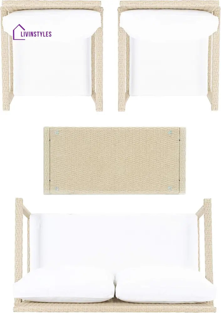 Mesa Outdoor Garden Balcony Sofa Set 2 Seater 2 Single Seater 1 Center Table Set (Cream) - Sofa Sets