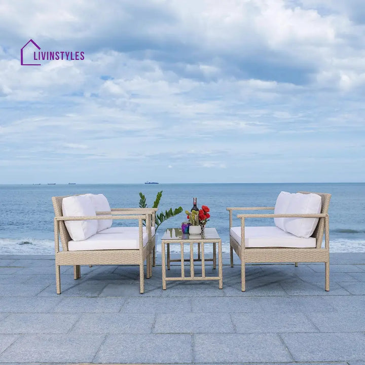 Mesa Outdoor Garden Balcony Sofa Set 2 Seater 2 Single Seater 1 Center Table Set (Cream) - Sofa Sets