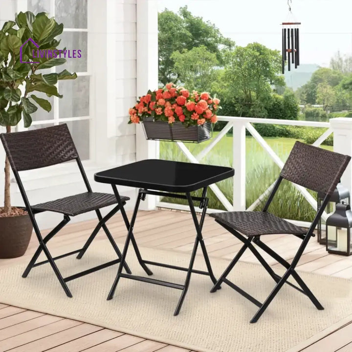 Messer Outdoor Patio Seating Set 2 Chairs and 1 Table Set (Brown) - Coffee Table Sets