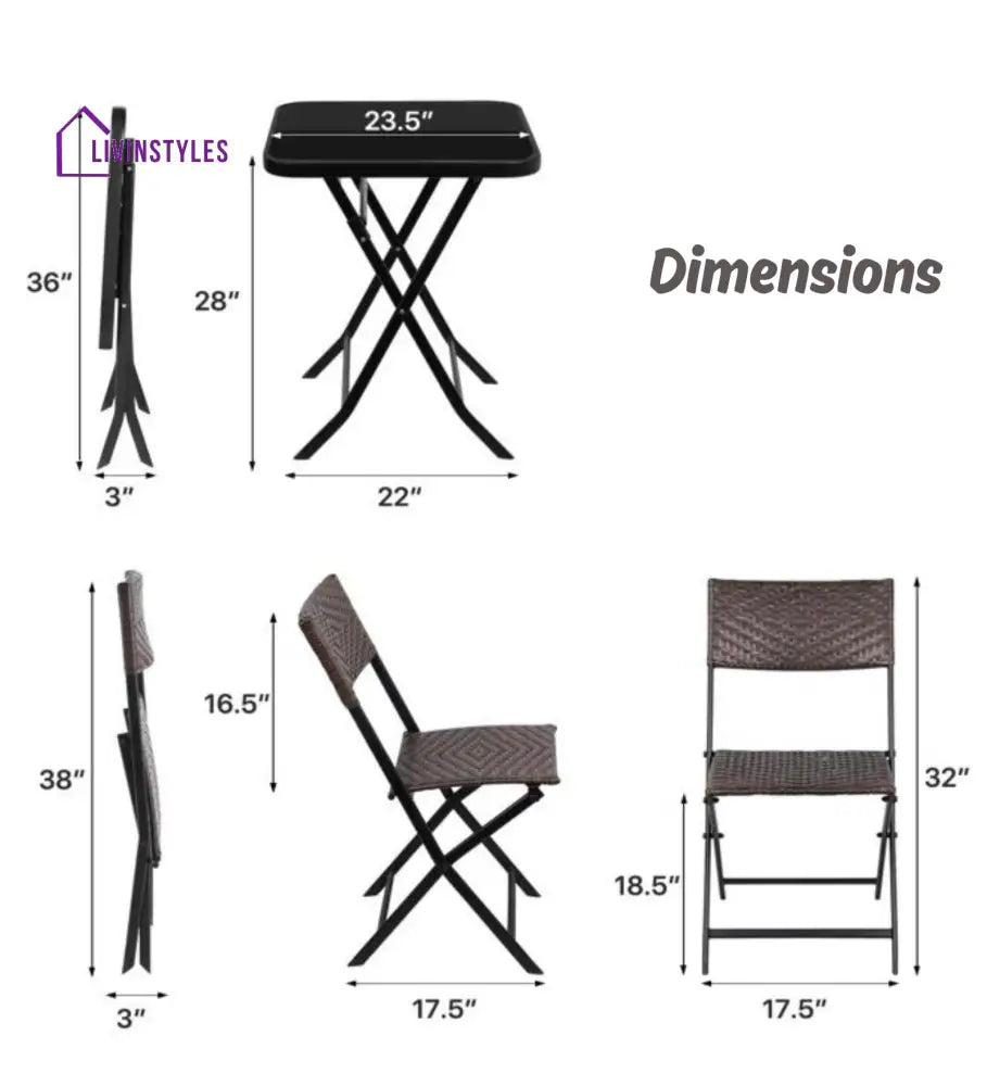 Messer Outdoor Patio Seating Set 2 Chairs and 1 Table Set (Brown) - Coffee Table Sets