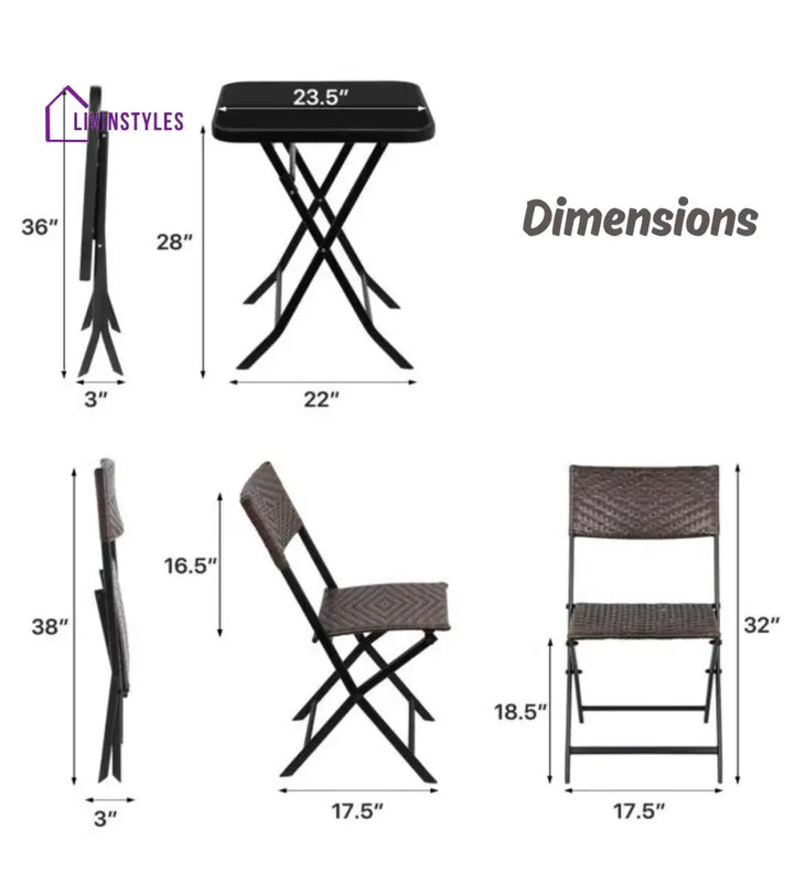 Messer Outdoor Patio Seating Set 2 Chairs and 1 Table Set (Brown) - Coffee Table Sets