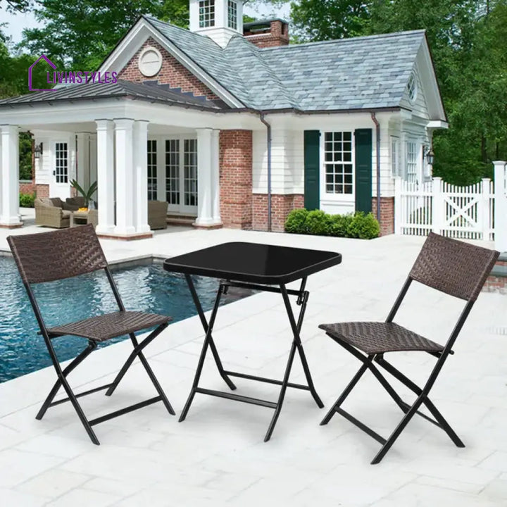 Messer Outdoor Patio Seating Set 2 Chairs and 1 Table Set (Brown) - Coffee Table Sets