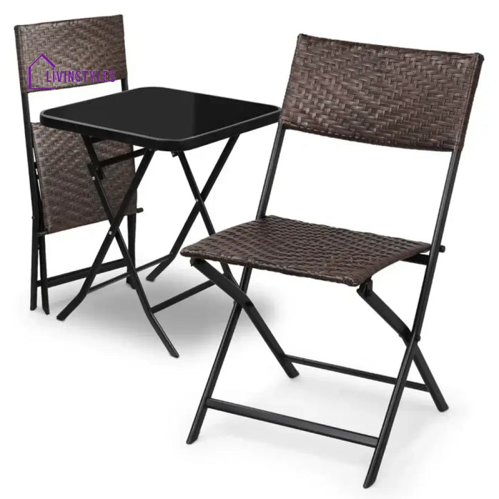 Messer Outdoor Patio Seating Set 2 Chairs and 1 Table Set (Brown) - Coffee Table Sets