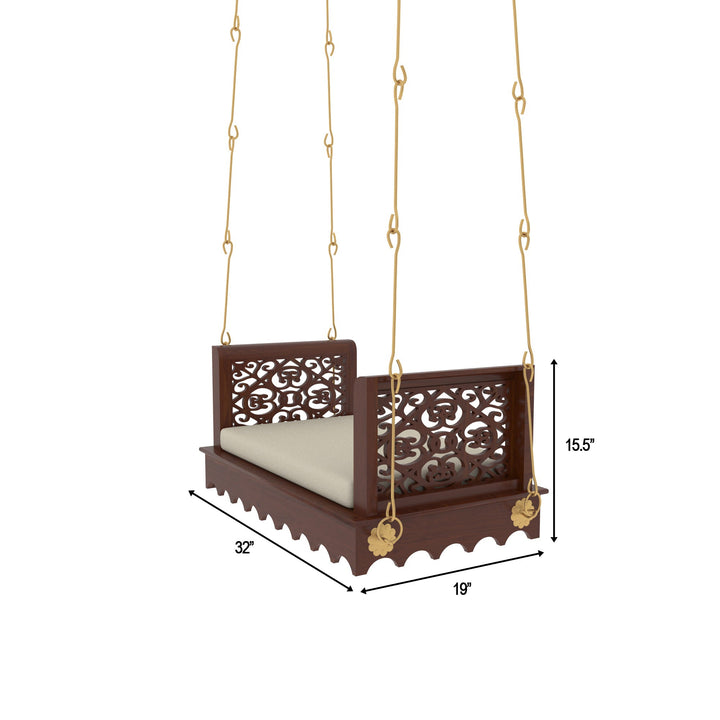 Aria Dark Irish Brown Polished Wooden Handmade Carved Swing