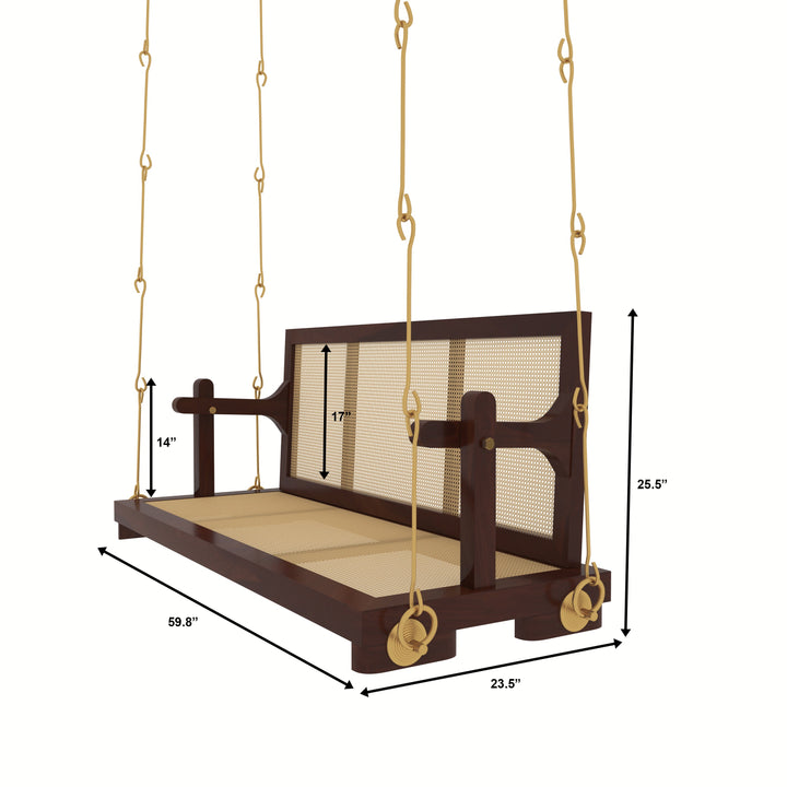 Drishti traditional cane swing with seating and back
