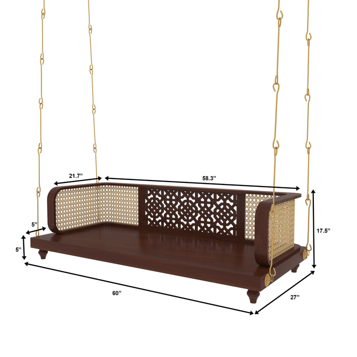 Ela Handcrafted Wooden Swing with Traditional Carving – Perfect for Elegant Living Spaces