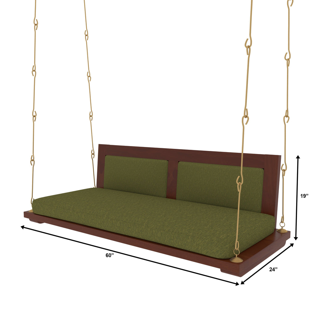 Bhavya Modern Indoor Swing with Cushioned Seating – Contemporary Wooden Jhula