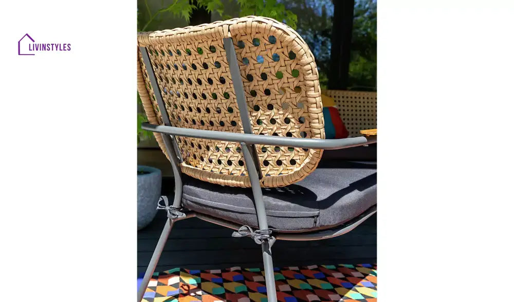 Meta Outdoor Garden Balcony Sofa Set 2 Seater 2 Single seater 1 side table and 1 Center Table Set (Honey + Grey)