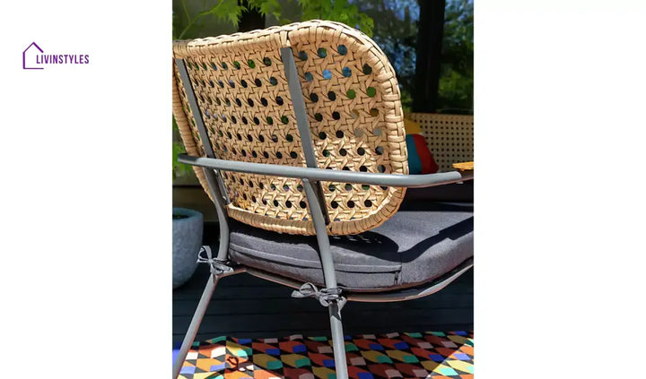 Meta Outdoor Garden Balcony Sofa Set 2 Seater 2 Single seater 1 side table and 1 Center Table Set (Honey + Grey)