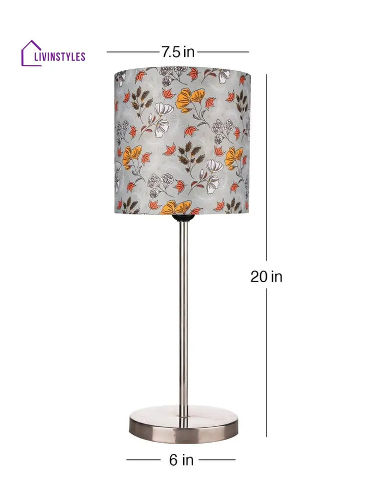 Metal Chrome Finish Lamp With Multicolor Gardenia Shade