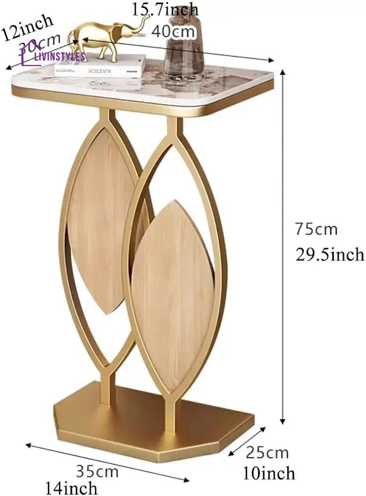 Mia Metal and Marble Top Side Table