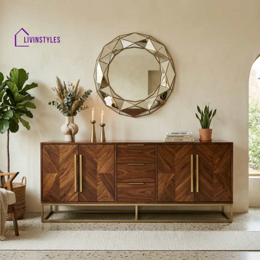 Mia Sheesham Wood Cabinet and Sideboard (Honey Finish)