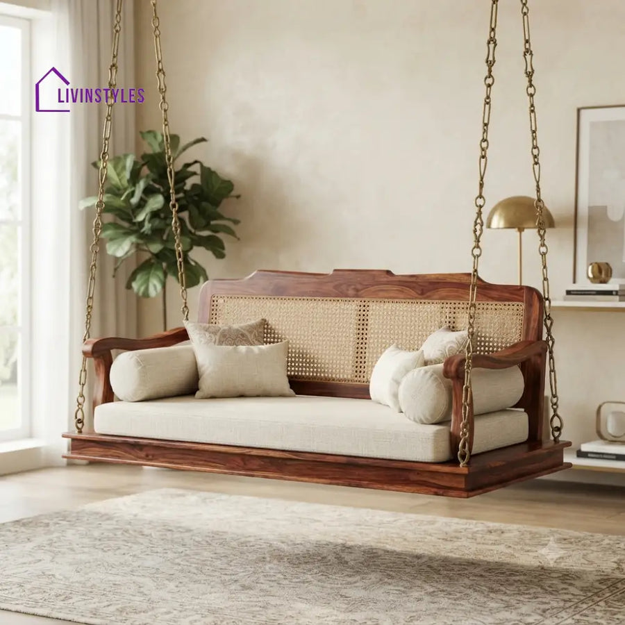 Michaël 2 Seater Wooden Swing for Home | Wooden Jhula for home