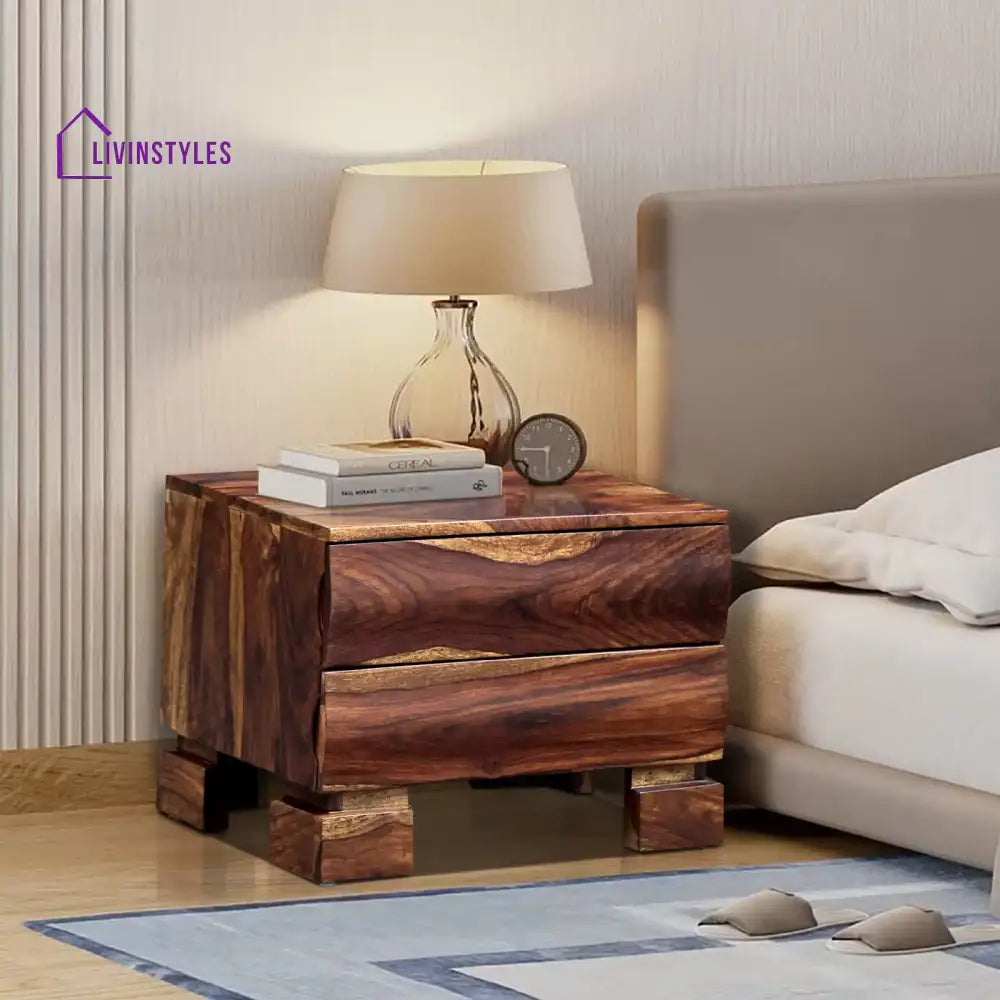 Tulsi Sheesham Wood Bedside Table Teak Bedroom Furniture Sets