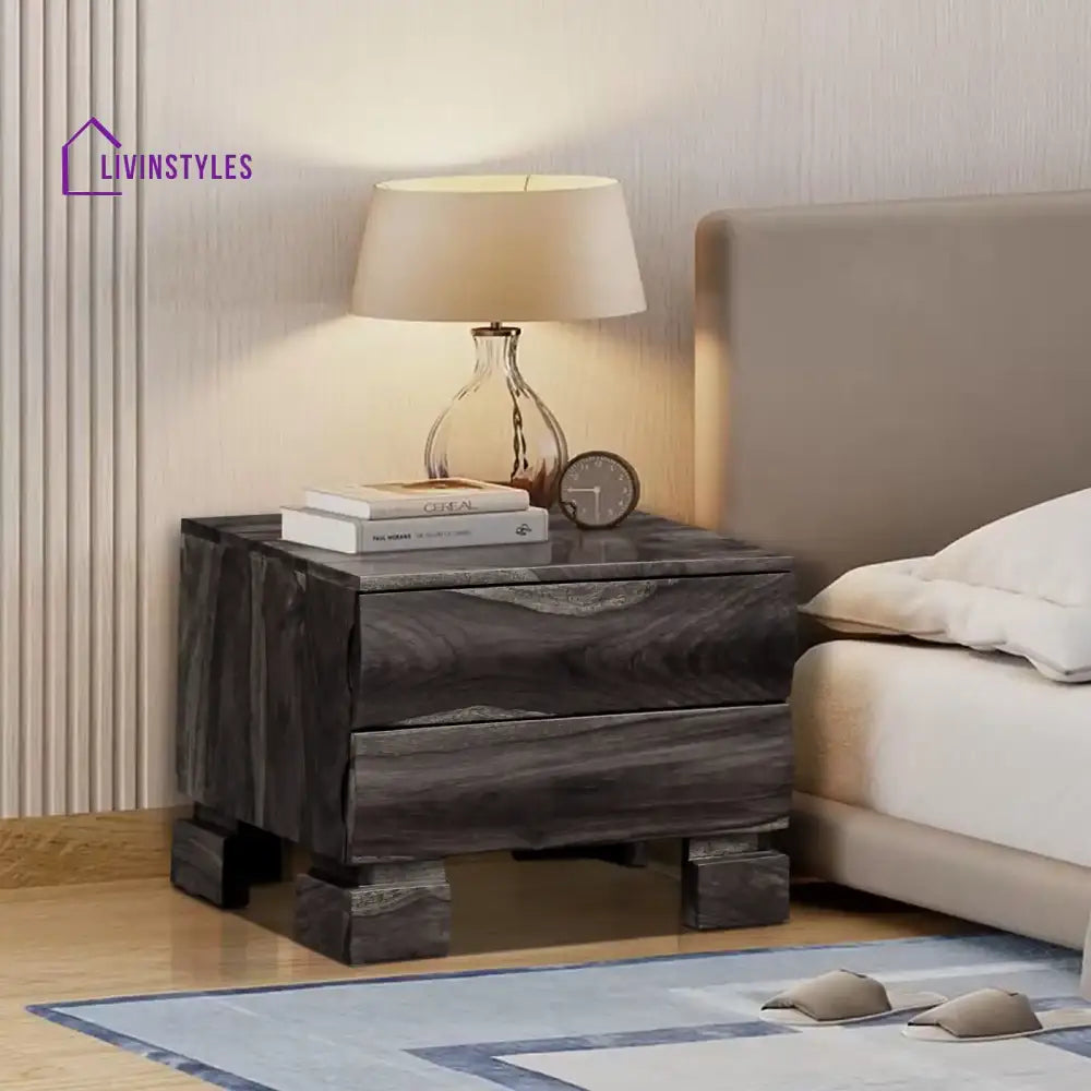 Tulsi Sheesham Wood Bedside Table Walnut Bedroom Furniture Sets