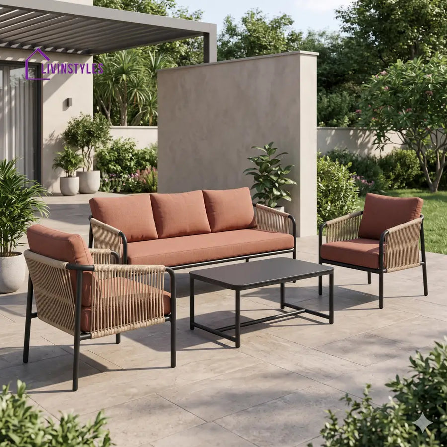 Michal Premium MS Frame with Powder Coated Outdoor Sofa Set with Weather Proof Fabric