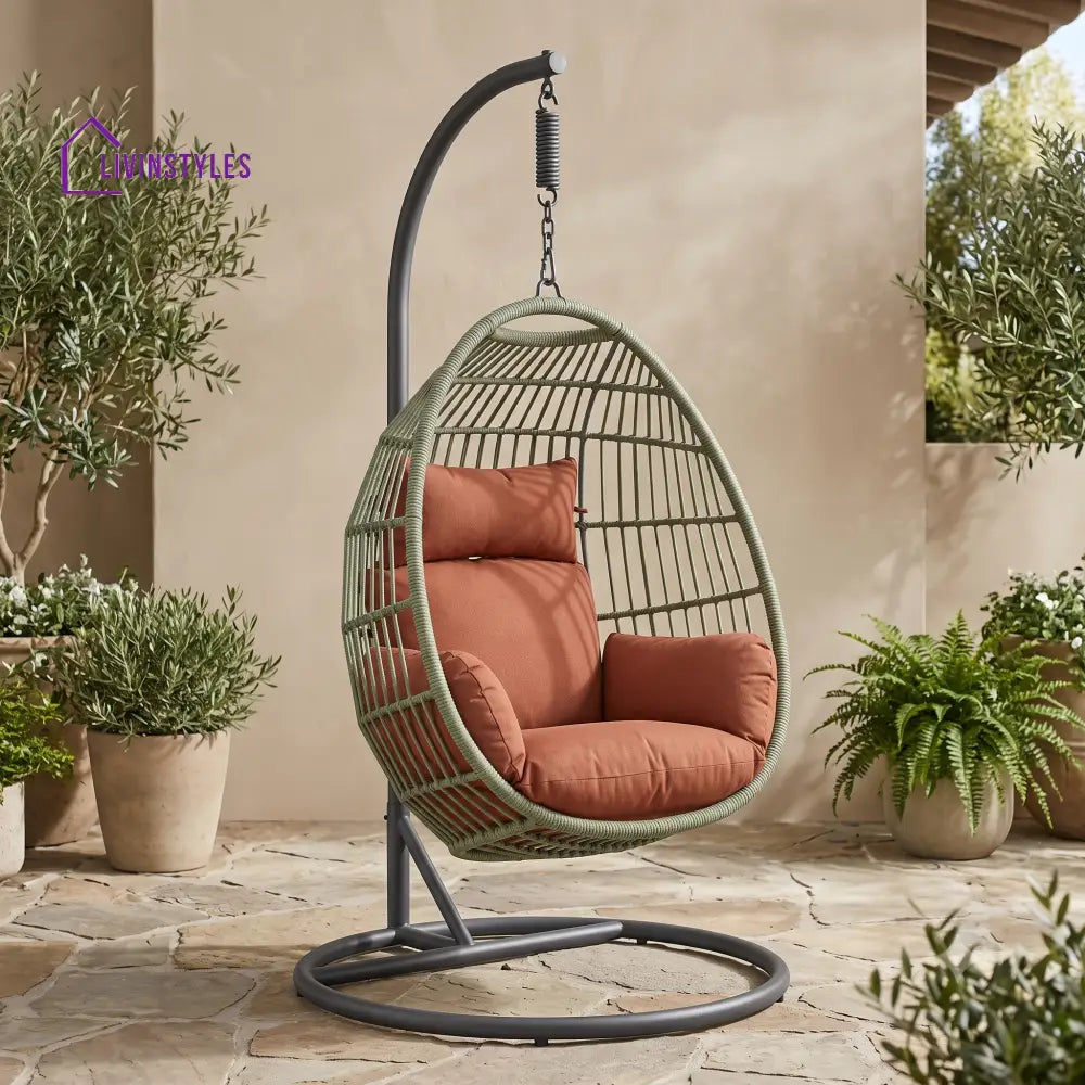 Michal Premium MS Frame with Powder Coated Outdoor Swing Chair with Stand