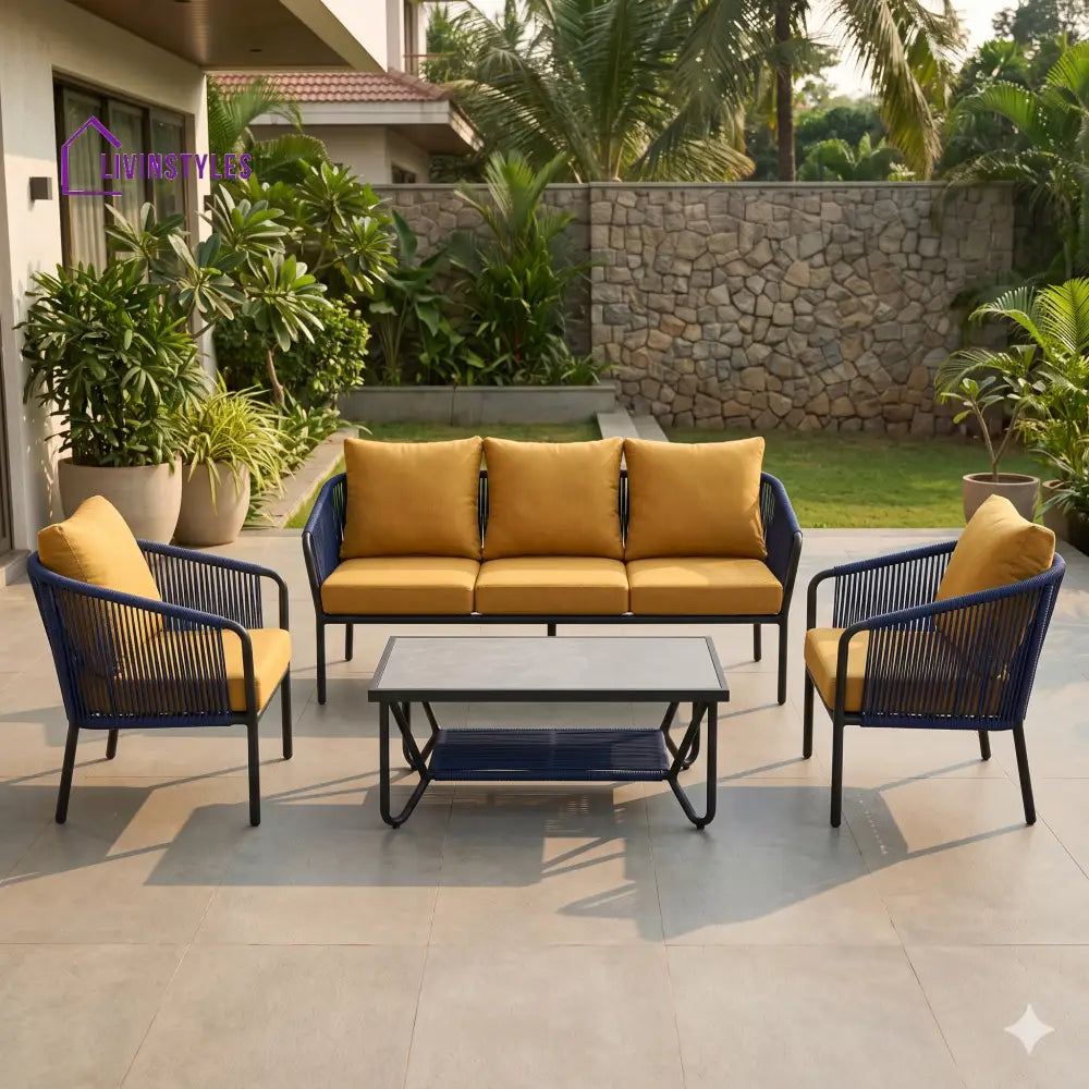 Michalina Premium MS Frame with Powder Coated Outdoor Sofa Set with Weather Proof Fabric