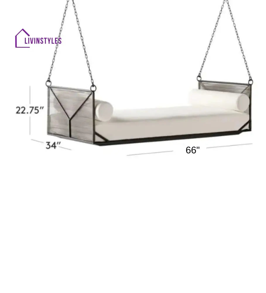 Michel Three Seater Hanging Swing Without Stand For Balcony Garden Swing (Grey) - Swings