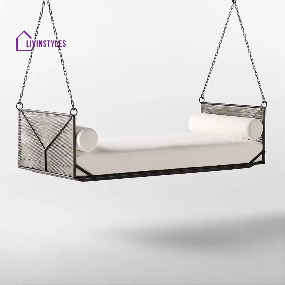 Michel Three Seater Hanging Swing Without Stand For Balcony Garden Swing (Grey) - Swings