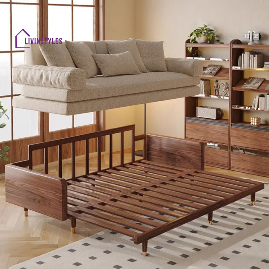 Mihika Solid Wood Sofa Come Bed | Easy Folding Sofa Come Bed