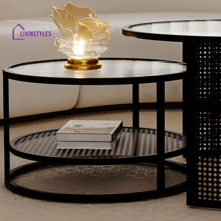 Mihir Stainless Steel Frame Coffee Table for Living Room | Fluted Glass Top