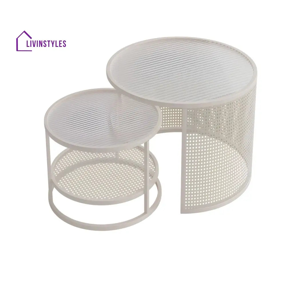 Mihir Stainless Steel Frame Coffee Table for Living Room | Fluted Glass Top