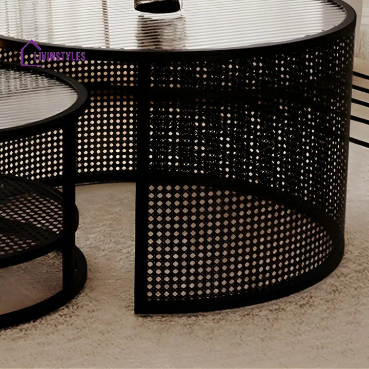 Mihir Stainless Steel Frame Coffee Table for Living Room | Fluted Glass Top