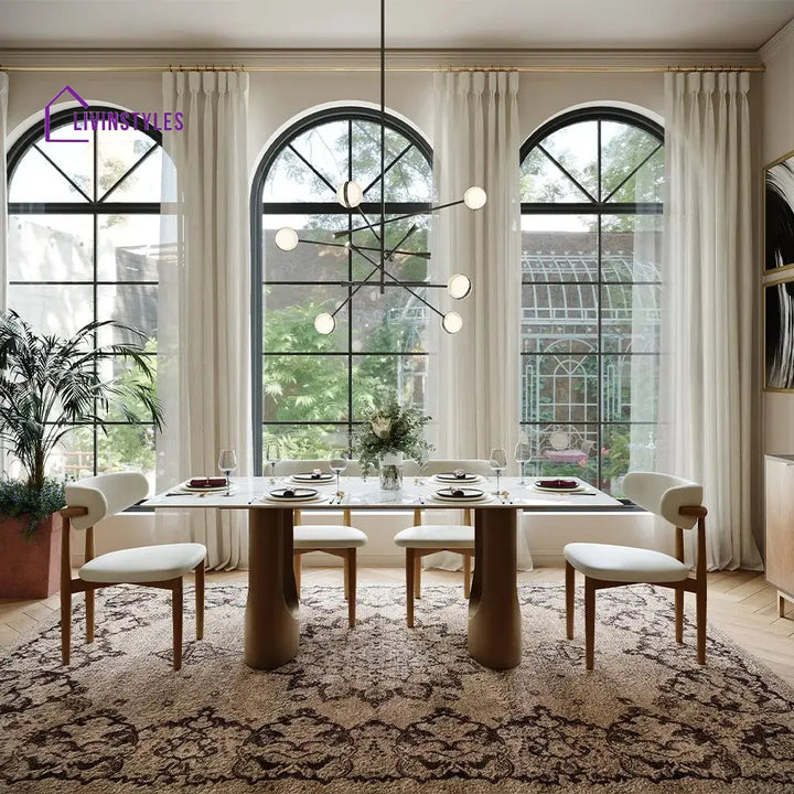 Mikhail 7 Pieces Modern Luxury Dining Table Set for 6
