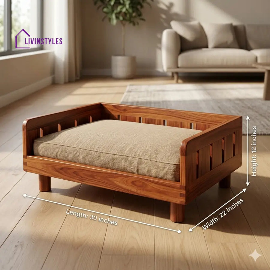 Mikhail Solid Sheesham Wood Pet Daybed | Cat Bed | Dog Bed