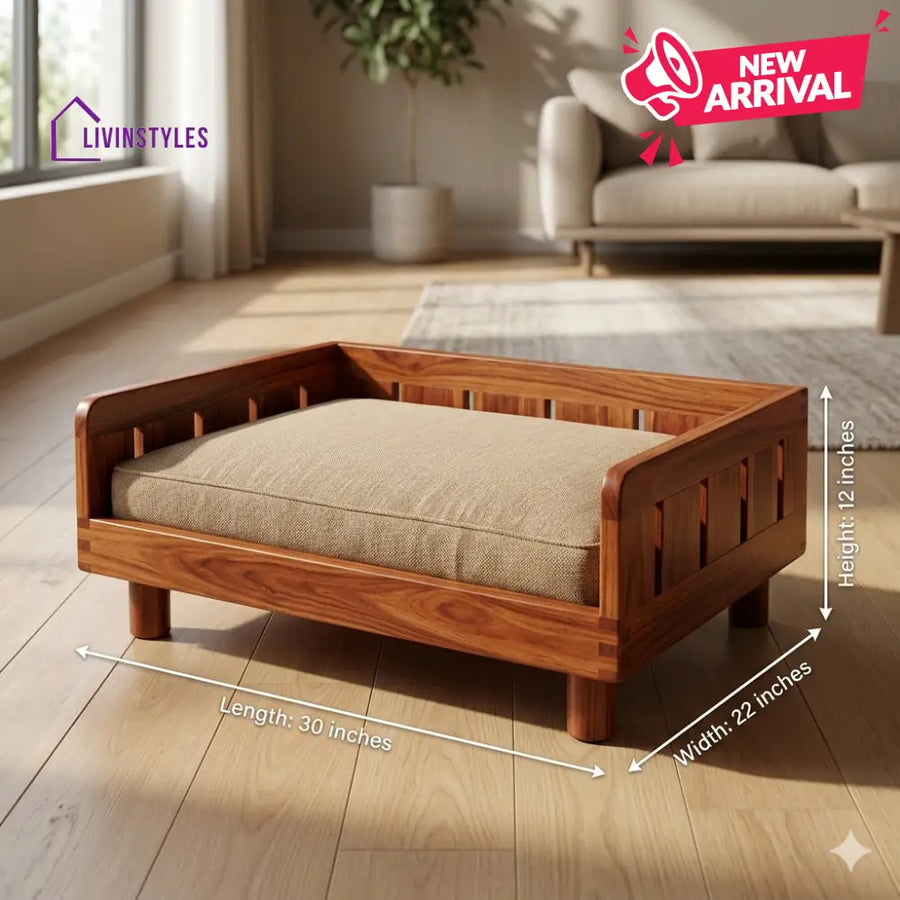 Mikhail Solid Sheesham Wood Pet Daybed | Cat Bed | Dog Bed
