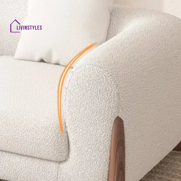 Mikhail White Boucle Fabric 3 Seater Sofa for Living Room