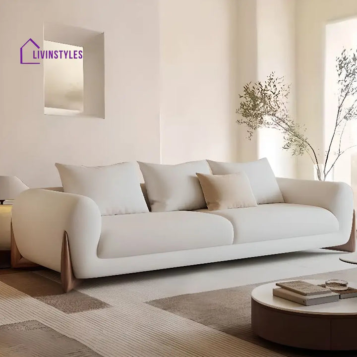 Mikhail White Boucle Fabric 3 Seater Sofa for Living Room