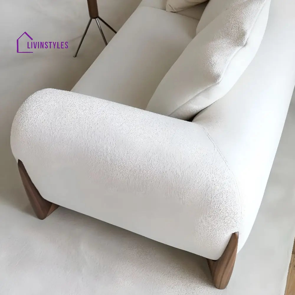 Mikhail White Boucle Fabric 3 Seater Sofa for Living Room