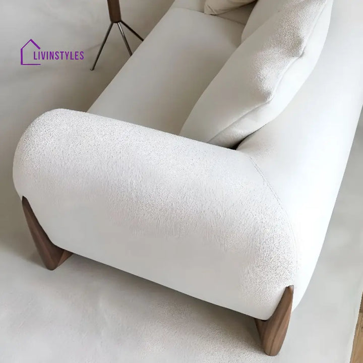Mikhail White Boucle Fabric 3 Seater Sofa for Living Room