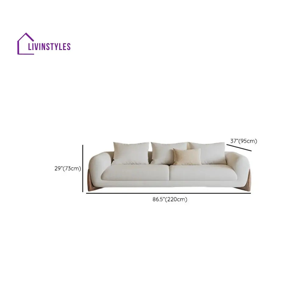 Mikhail White Boucle Fabric 3 Seater Sofa for Living Room