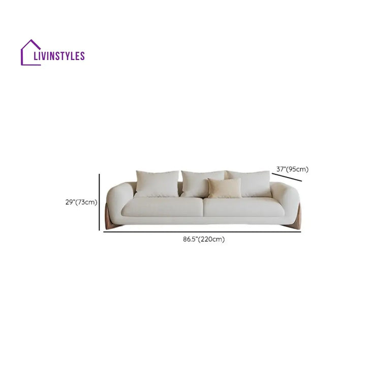 Mikhail White Boucle Fabric 3 Seater Sofa for Living Room