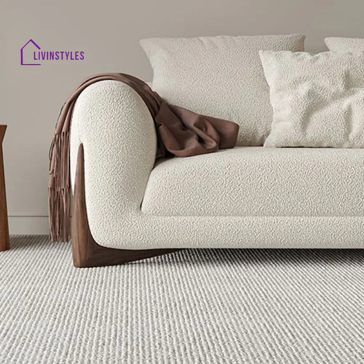 Mikhail White Boucle Fabric 3 Seater Sofa for Living Room