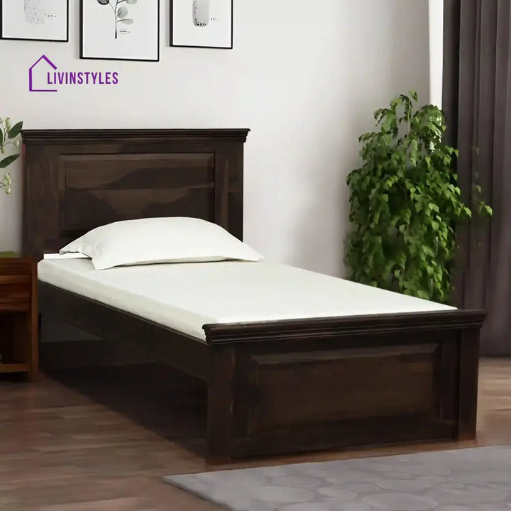 Kanishka Solid Wood Single Beds Walnut Bedroom Furniture Sets