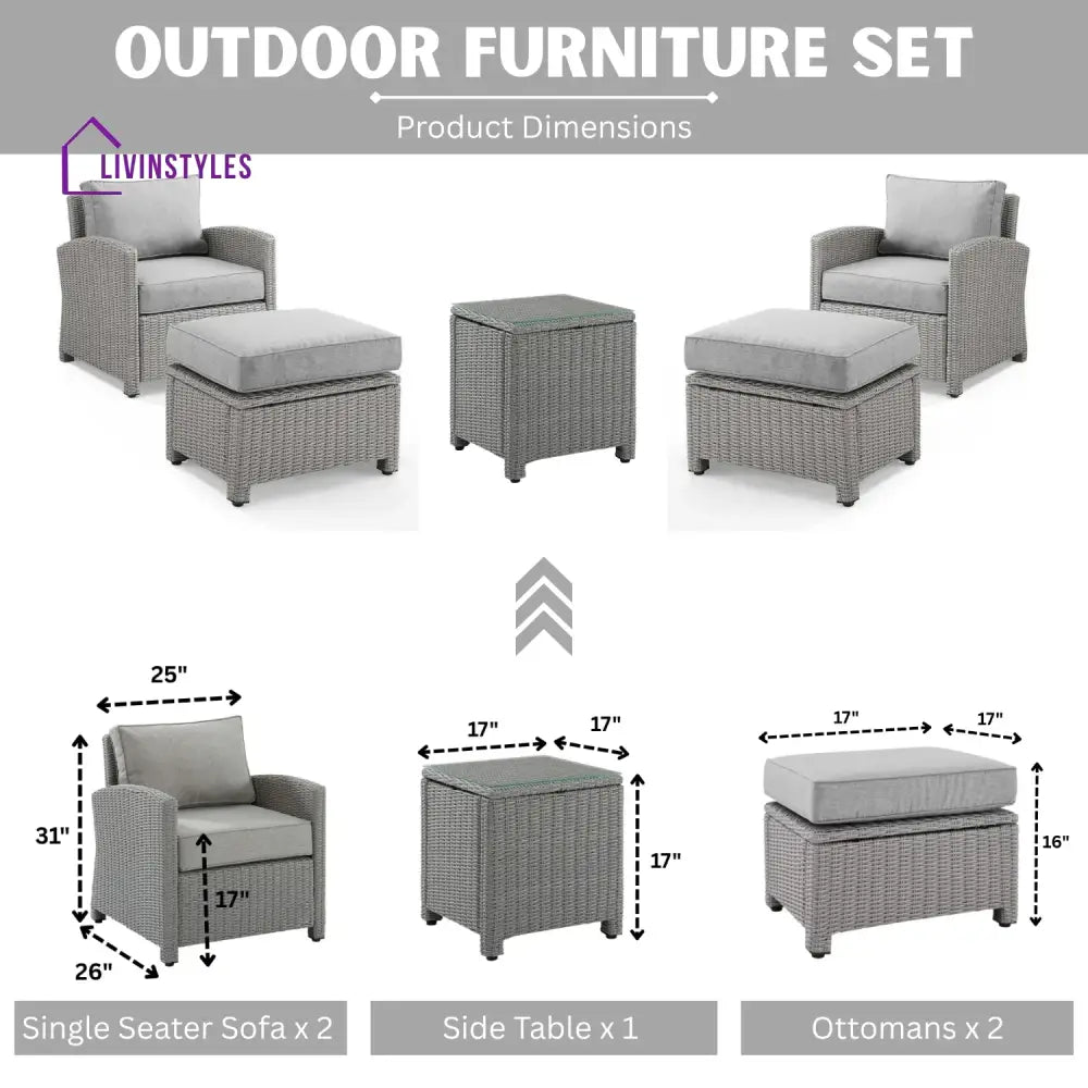 Miki 5 Pieces Patio Furniture Set - Patio Sofa Set