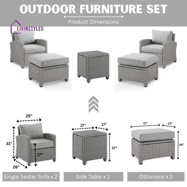 Miki 5 Pieces Patio Furniture Set - Patio Sofa Set