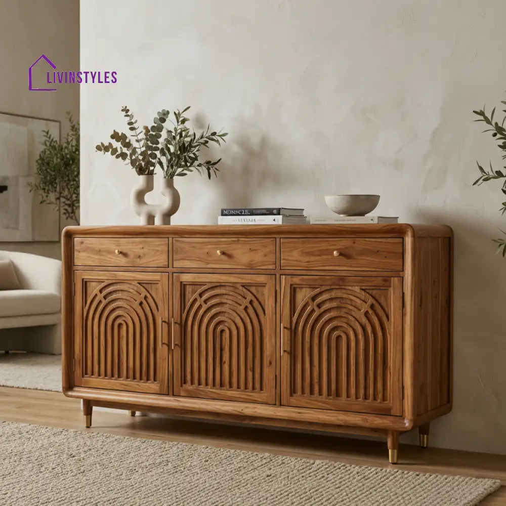 Mila Sheesham Wood Cabinet and Sideboard (Honey Finish)