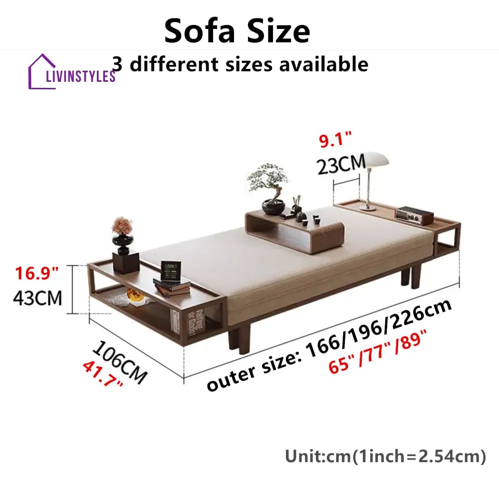 Zen Transform Sofa Bed with Chabudai Table 166CM/65INCH / STORAGE SHELF ARMREST FURNITURE