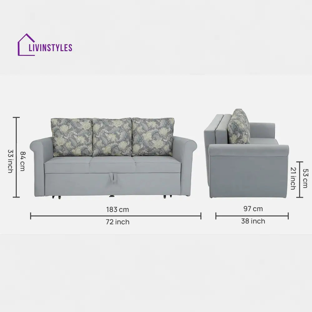 Symphony Sofa Cum Bed in Ash Grey Colour