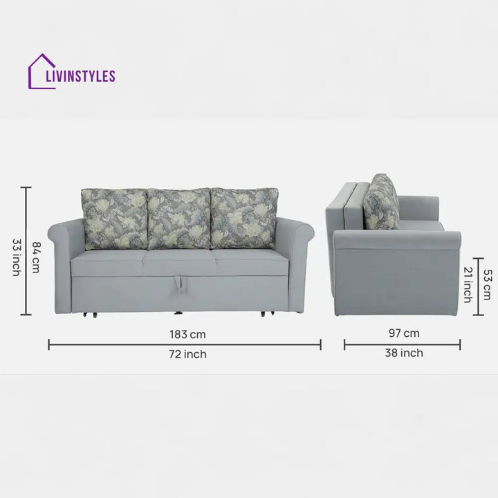 Symphony Sofa Cum Bed in Ash Grey Colour