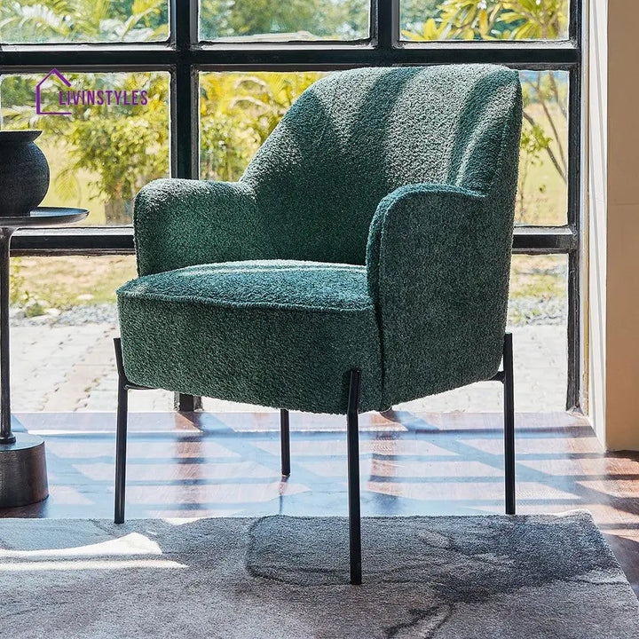 Milana Boucle Fabric Arm chair Dark Green Chair