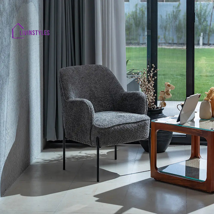 Milana Boucle Fabric Arm chair Grey Chair